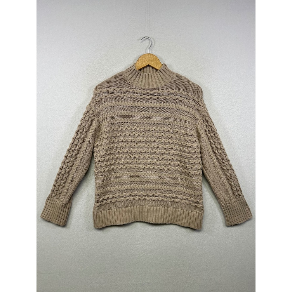 Coastal Grandmother Haven Well Within Women Sm Tan Cable Organic Cotton Sweater